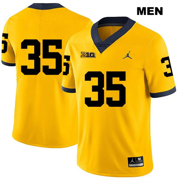 Men's NCAA Michigan Wolverines Luke Buckman #35 No Name Yellow Jordan Brand Authentic Stitched Legend Football College Jersey PJ25N01JL